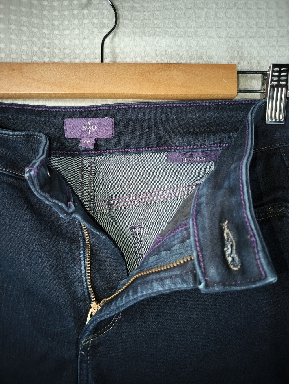 NYDJ 6 Petite Lift Tuck Indigo Blue Dark Wash Jeggings Made in USA Skinny Jeans - Picture 13 of 16